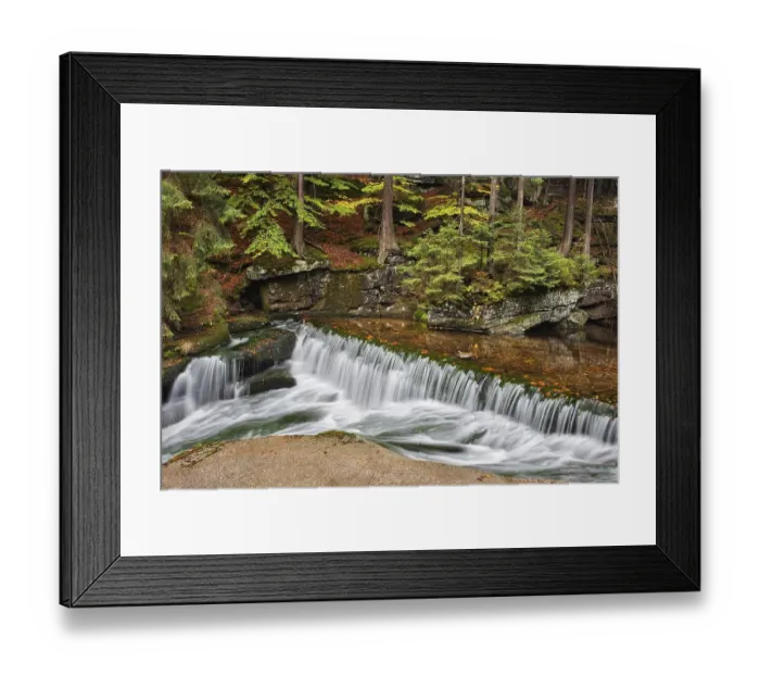 Framed Print : Water cascade on szklarka stream in autumn forest of Karkonoski National Park Framed Print : Water cascade on szklarka stream in autumn forest of Karkonoski National Park