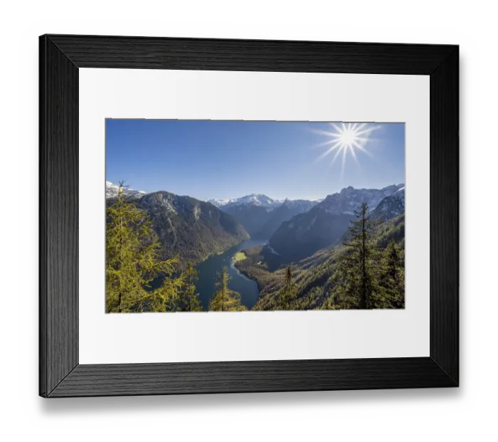 Framed Print : Panoramic view of the Koenigssee from the Archenkanzel viewpoint Framed Print : Panoramic view of the Koenigssee from the Archenkanzel viewpoint