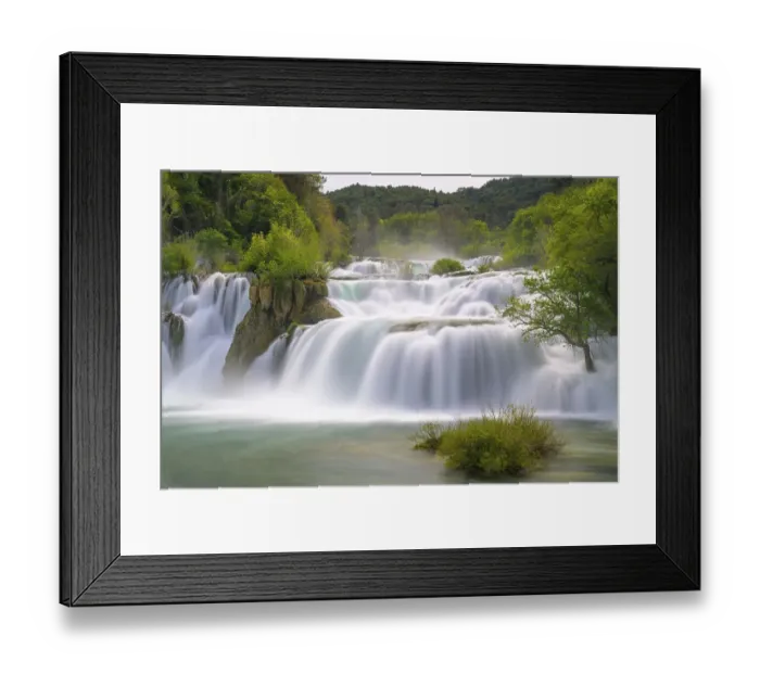 Framed Print : A quiet, gentle waterfall in the middle of a green
