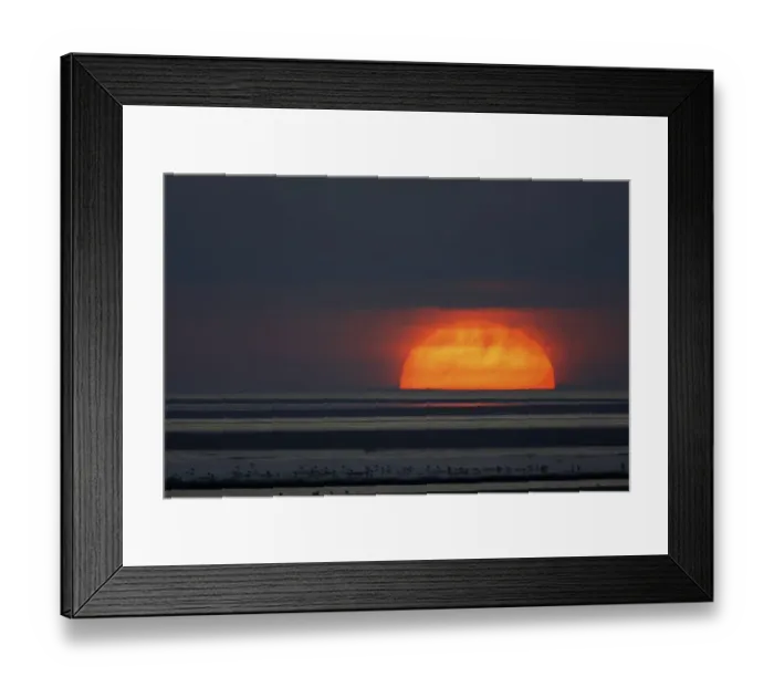 Framed Print : Sunset over the mudflats on the island of Minsener Oog