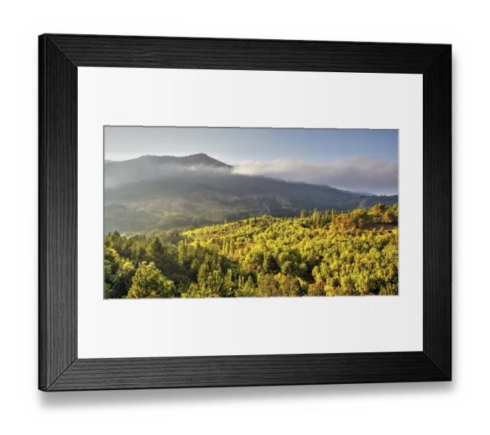 Framed Print : HDR shot, mountain, fog, clouds