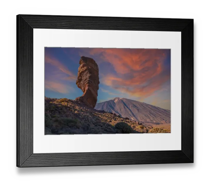 Framed Print : Sunset at Roque Cinchado next to Teide in the natural park of Tenerife Framed Print : Sunset at Roque Cinchado next to Teide in the natural park of Tenerife