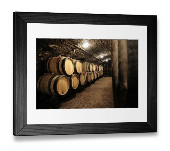 Framed Print : Wine barrels in a cellar, Cote d'Or Framed Print : Wine barrels in a cellar, Cote d'Or