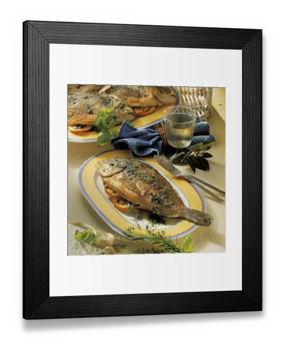 Framed Print : Sea bream with herbs de Provence, France, Europe