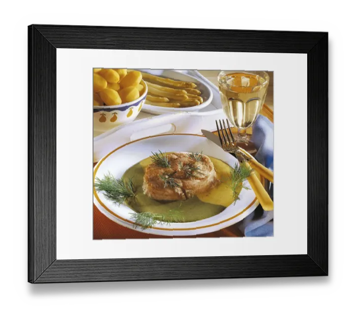 Framed Print : Salmon with two sauces, France, Europe Framed Print : Salmon with two sauces, France, Europe