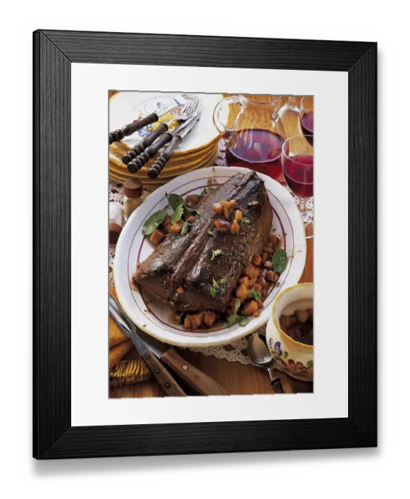 Framed Print : Kashubian-style roast saddle of venison Framed Print : Kashubian-style roast saddle of venison