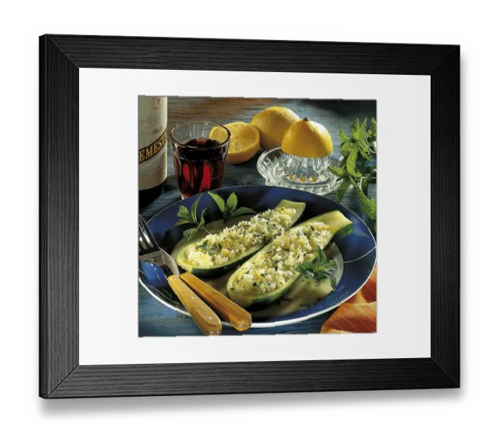 Framed Print : Zucchini stuffed with rice, with lemon sauce