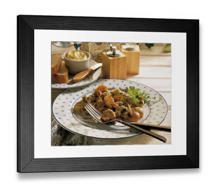 Framed Print : Scallops Provencal, with carrots