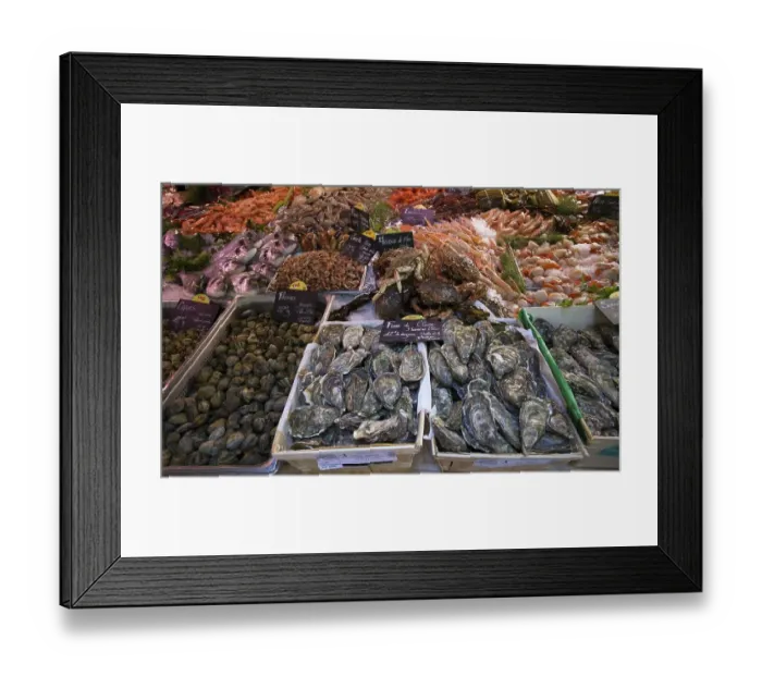 Framed Print : Fresh fish and seafood, oysters