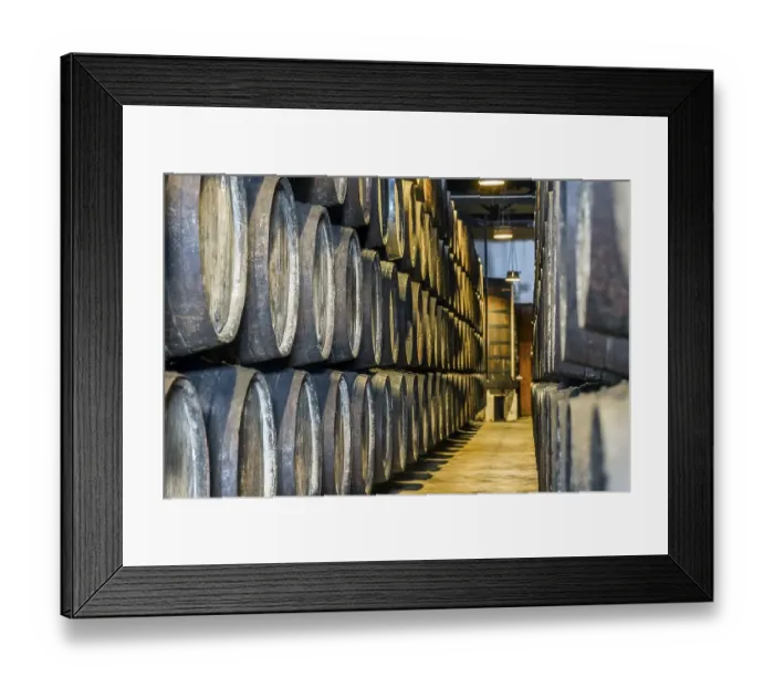 Framed Print : Plenty of port wine barrels in a wine cellar in Vila Nova de Gaia
