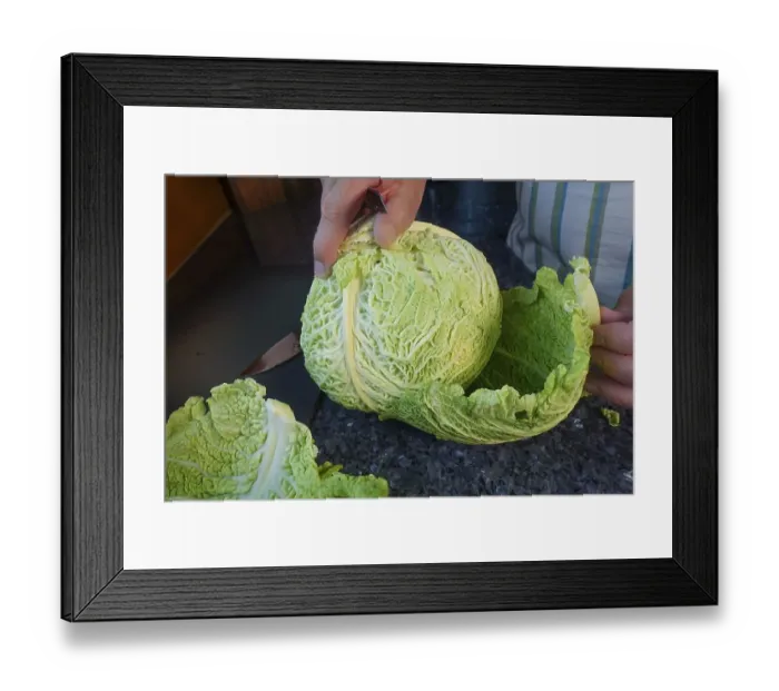 Framed Print : Southern German cuisine, preparing savoy cabbage