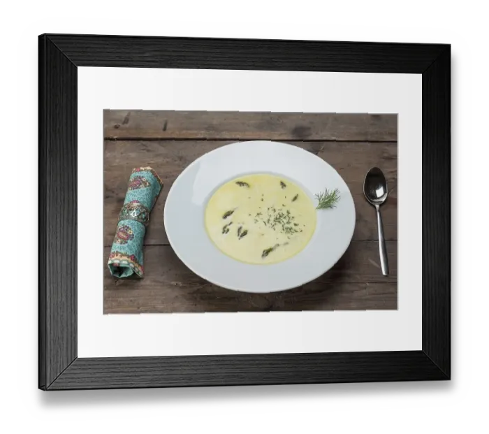 Framed Print : Asparagus soup with green asparagus