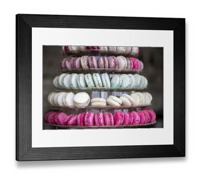 Framed Print : Colorful French Macarons formed as a pyramid