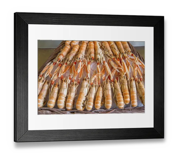 Framed Print : Fresh langoustines at a market in Paris