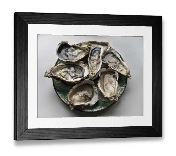 Framed Print : Plate with opened oysters, France, Europe