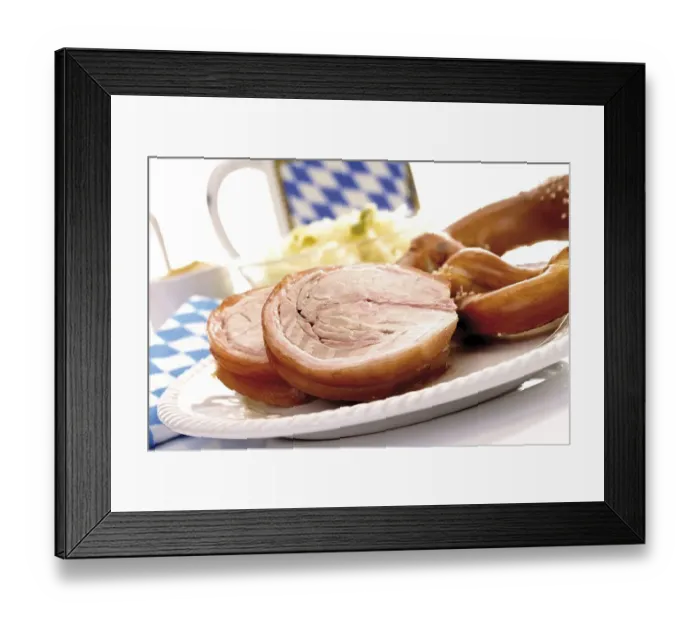 Framed Print : Rolled roast, pigling with sauerkraut and a pretzel Framed Print : Rolled roast, pigling with sauerkraut and a pretzel