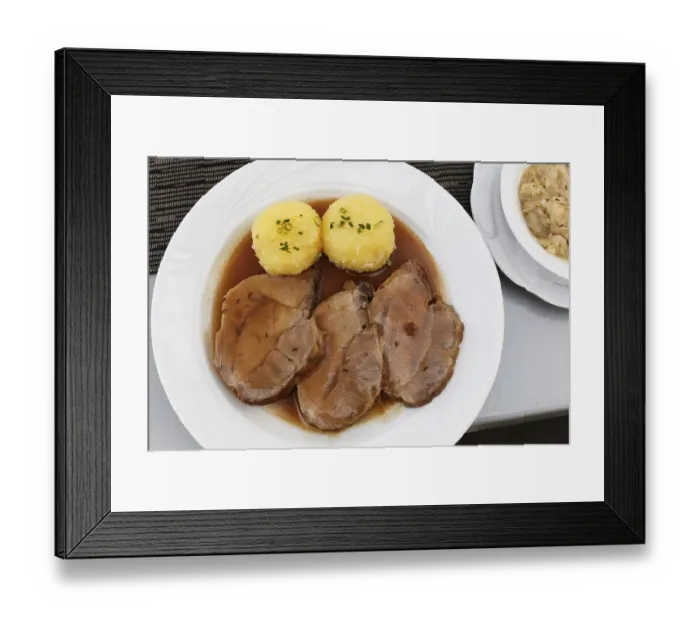 Framed Print : Roast pork with dumplings, Franconian Switzerland