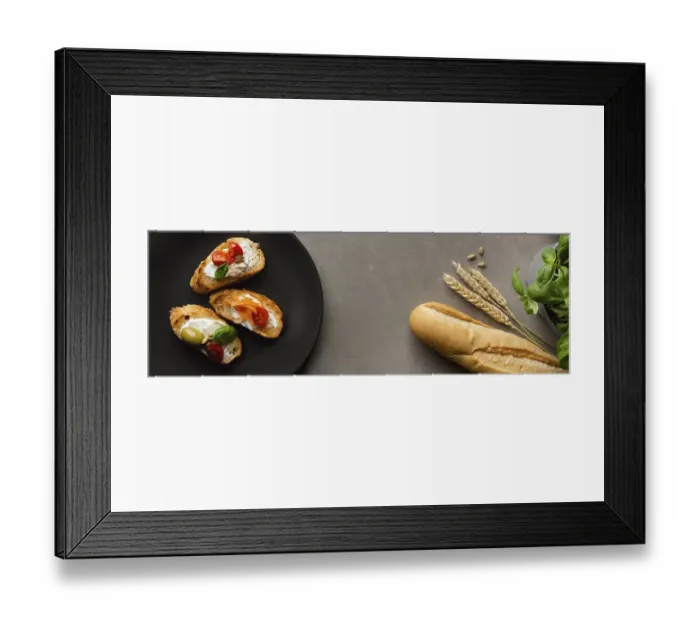 Framed Print : Healthy breakfast french baguette bread