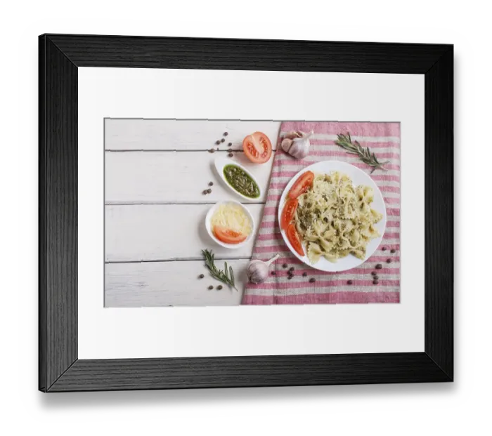 Framed Print : Farfalle pasta with pesto sauce