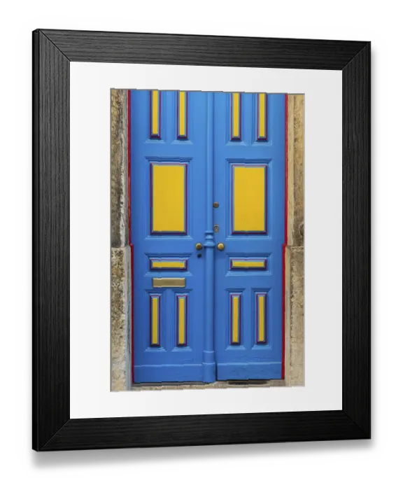 Framed Print : Typical colourful front door in Alfama