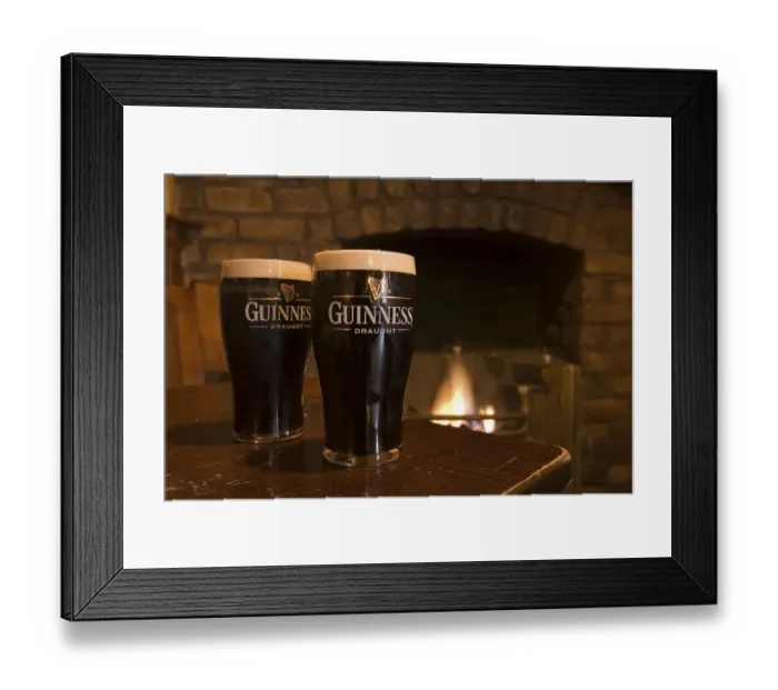 Framed Print : 2 pints of Guinness, black Irish stout