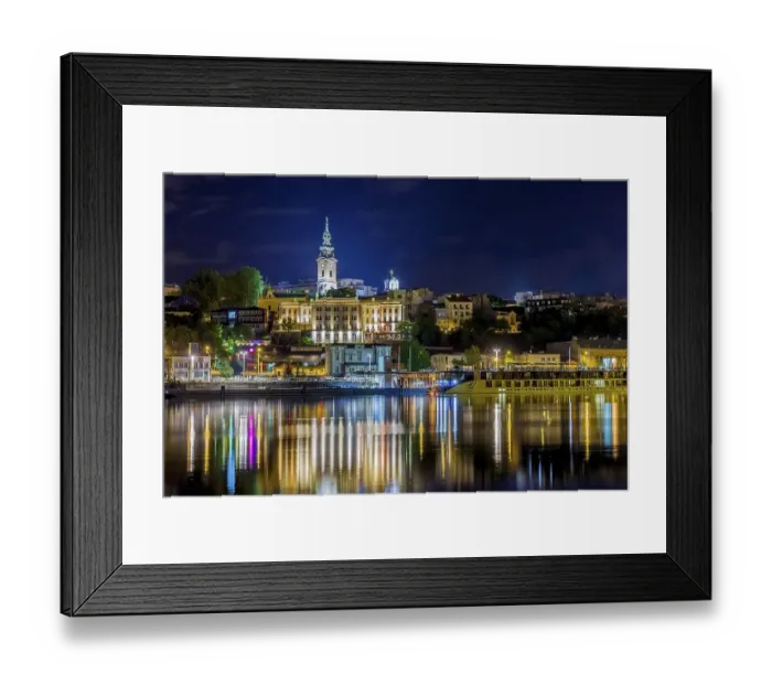 Framed Print : View over the river Sava on New Belgrade