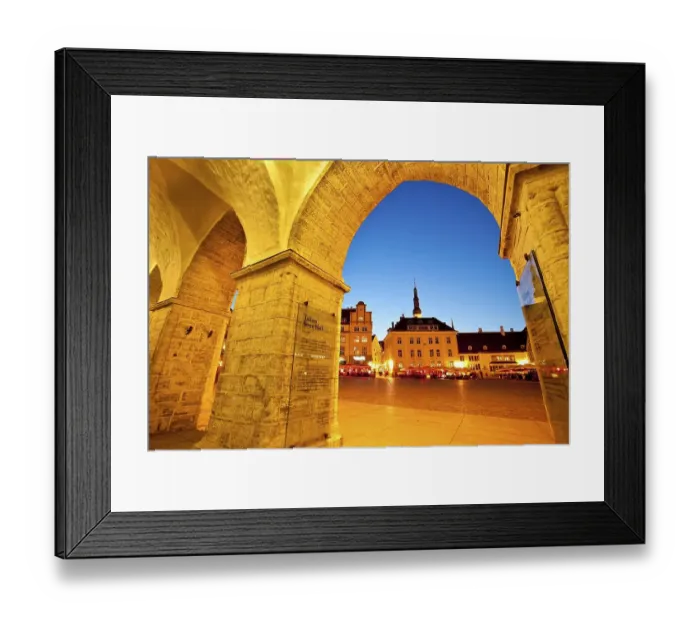 Framed Print : Town hall square, dusk, old town
