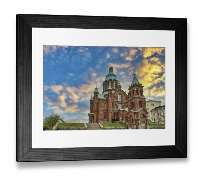 Framed Print : Helsinki Finland, sunrise city skyline at Uspenski Cathedral Framed Print : Helsinki Finland, sunrise city skyline at Uspenski Cathedral