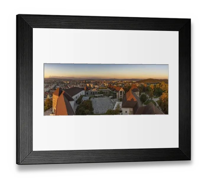 Framed Print : A panorama picture of the northeast side of Ljubljana at sunset