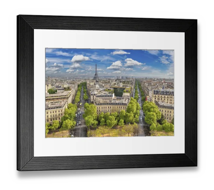 Framed Print : Paris France, high angle view, city skyline at Eiffel Tower view from Arc de Triomphe