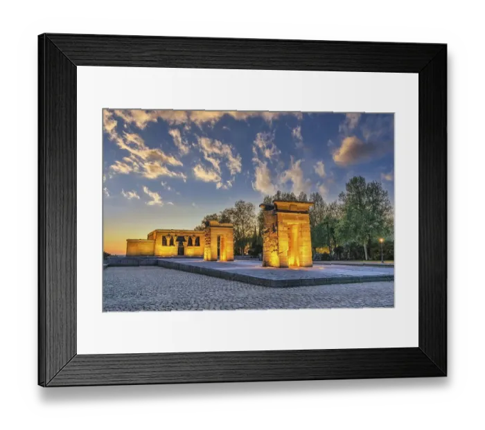 Framed Print : Madrid Spain, sunset city skyline at Temple of Debod Framed Print : Madrid Spain, sunset city skyline at Temple of Debod