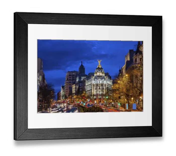 Framed Print : Madrid downtown cityscape at night