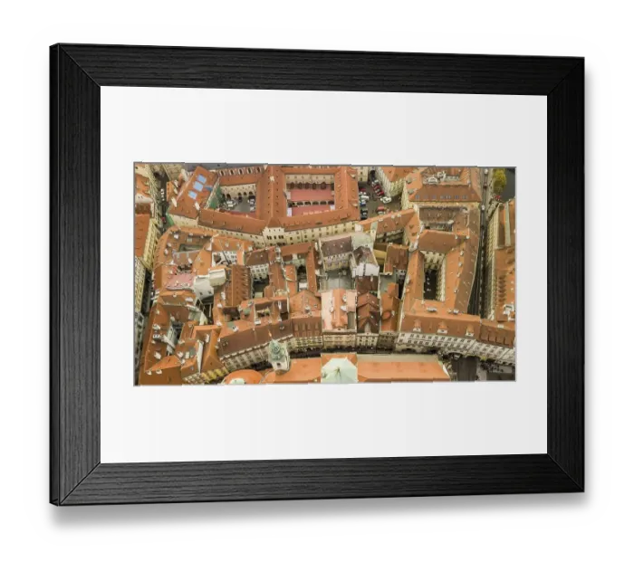 Framed Print : Aerial view of housetops in Prague Framed Print : Aerial view of housetops in Prague