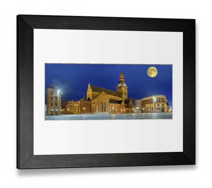 Framed Print : Riga Cathedral at night with full moon Framed Print : Riga Cathedral at night with full moon