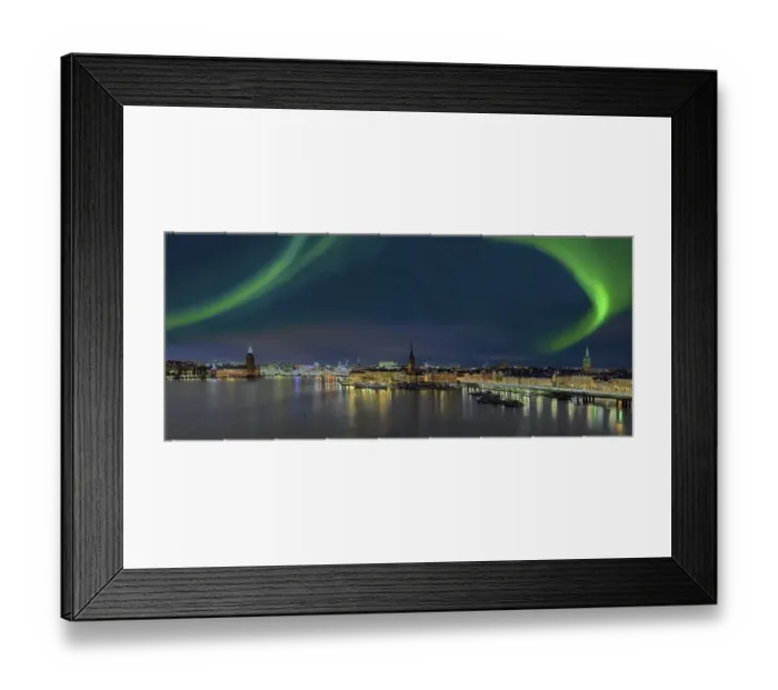 Framed Print : Northern lights, panorama over Stockholm