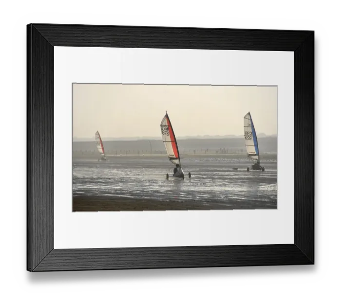 Framed Print : Three sail wagons on the beach