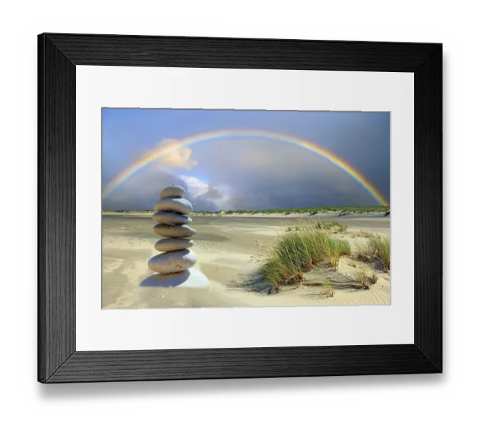 Framed Print : Pebble tower on the beach of the island of Borkum
