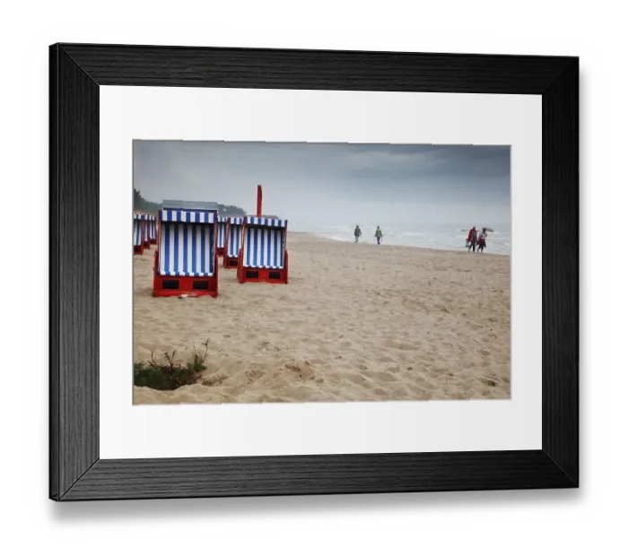 Framed Print : Beach chairs on beach at Prora