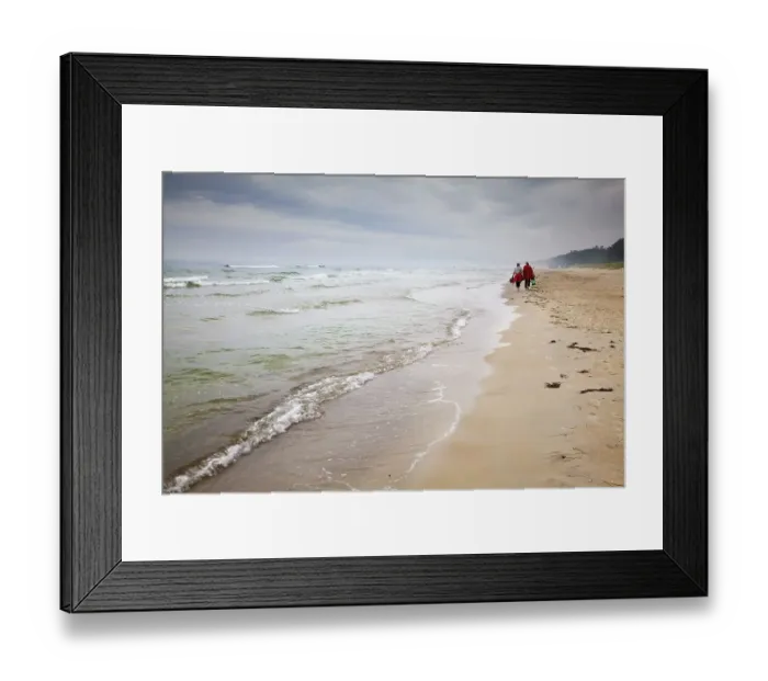 Framed Print : Walkers on beach at Prora, Ruegen Framed Print : Walkers on beach at Prora, Ruegen