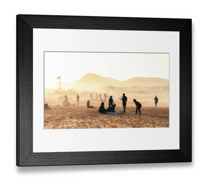 Framed Print : Surfers on the beach, Playa Famara