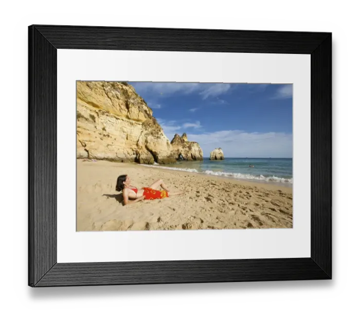Framed Print : Woman on the beach, Paria dos Tres Irmaos