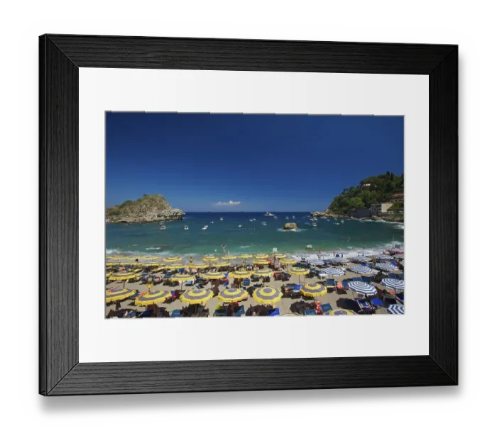 Framed Print : Tourists on the beach, umbrellas and sun loungers Framed Print : Tourists on the beach, umbrellas and sun loungers