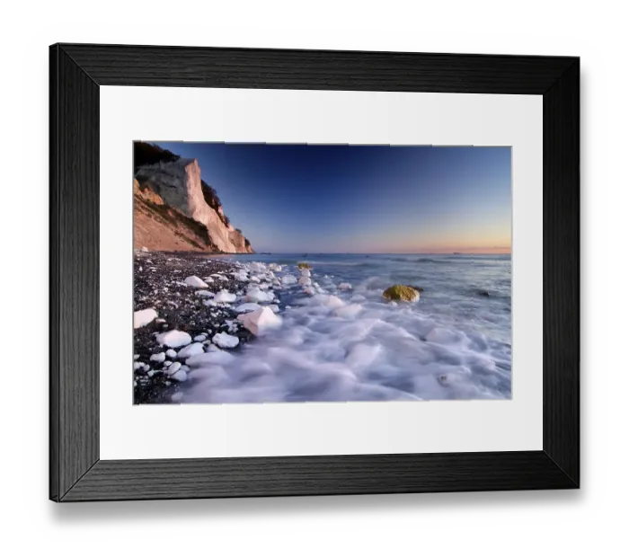 Framed Print : Moens Klint chalk cliffs at dawn