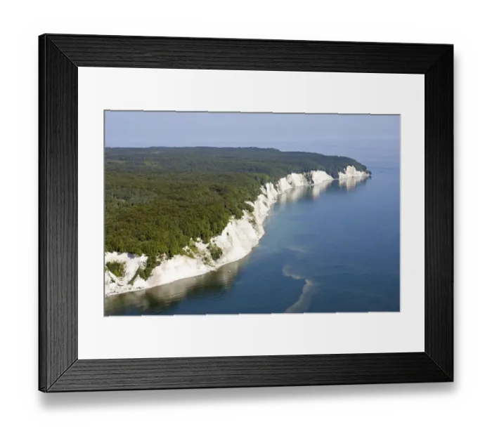 Framed Print : Aerial view, white chalk cliffs near Sassnitz Framed Print : Aerial view, white chalk cliffs near Sassnitz