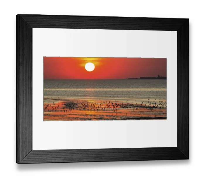 Framed Print : Orange-red sunset over the North Sea