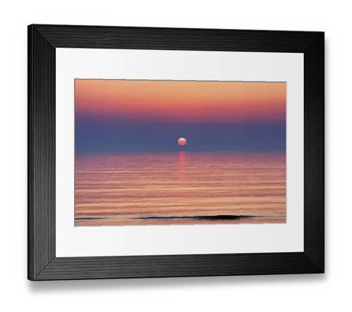 Framed Print : Surreal sunset at the sea, smooth water surface