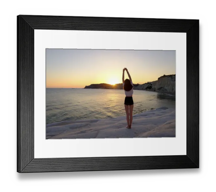 Framed Print : Young woman during sunset, rocky coast of Scala dei Turchi Framed Print : Young woman during sunset, rocky coast of Scala dei Turchi