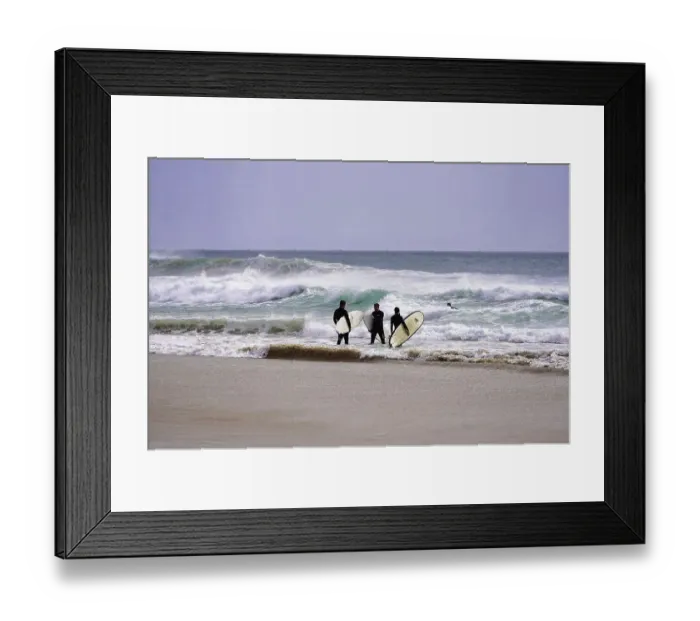 Framed Print : Surfers, surf at the beach in Praia do Burgau