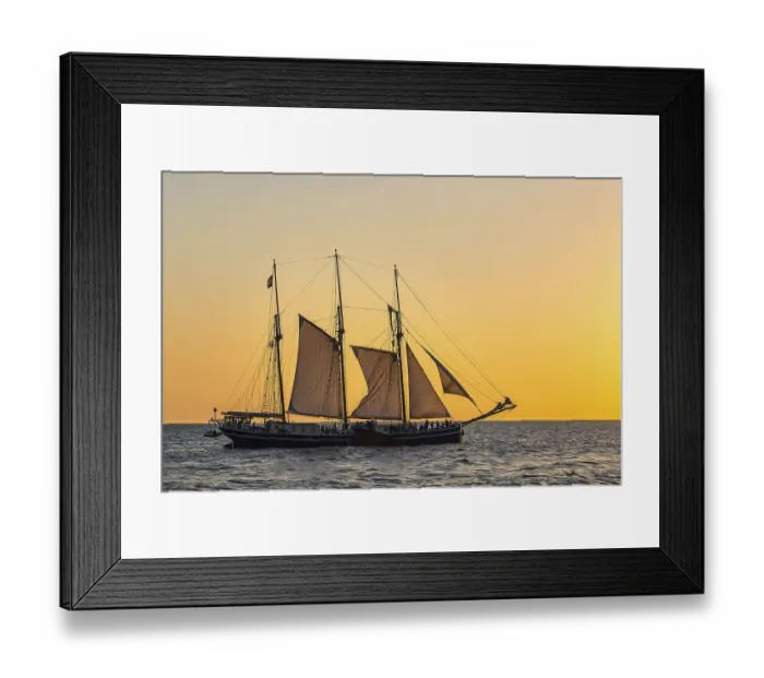 Framed Print : Sailing ship in the sunset at the Hanse Sail in Rostock