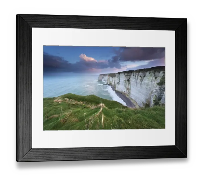 Framed Print : Sunrise over coast rocks, Etretat, France, Europe